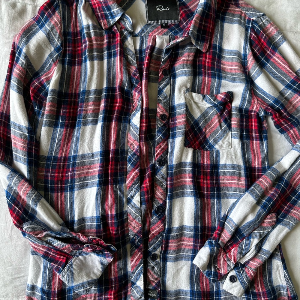 Rails Red and Blue Plaid Flannel button down Shirt